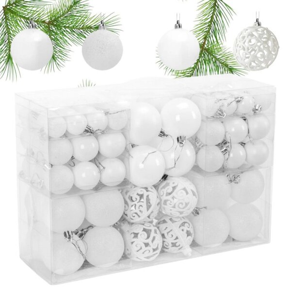 Kuglice za bor – set od 100 kom, 36×24×12 cm, bijele
