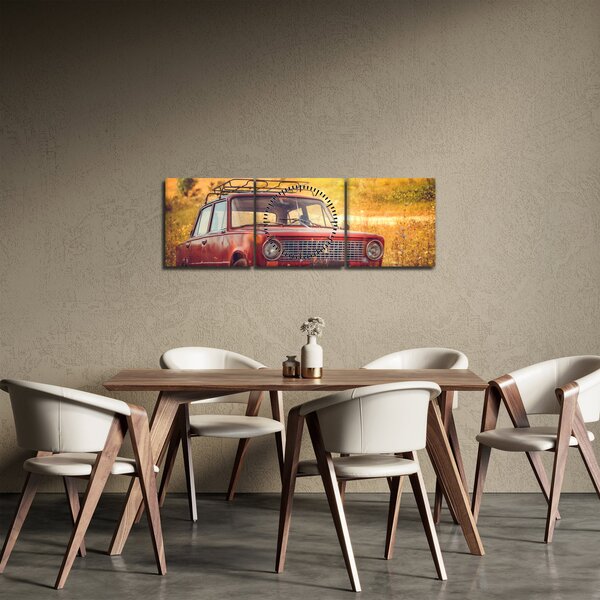 Slika automobila u polju (sa satom) (90x30 cm)