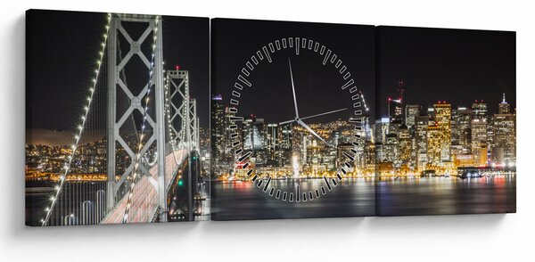 Slika Brooklyn mostova i New Yorka (sa satom) (90x30 cm)