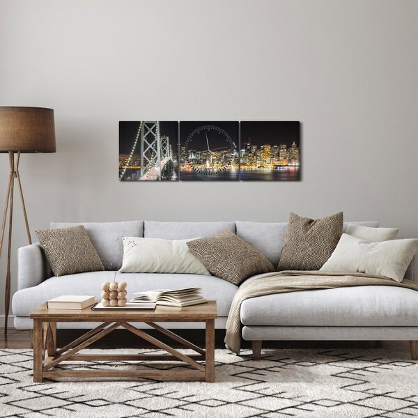 Slika Brooklyn mostova i New Yorka (sa satom) (90x30 cm)