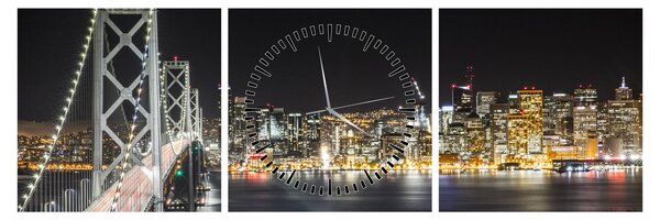 Slika Brooklyn mostova i New Yorka (sa satom) (90x30 cm)