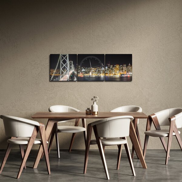 Slika Brooklyn mostova i New Yorka (sa satom) (90x30 cm)