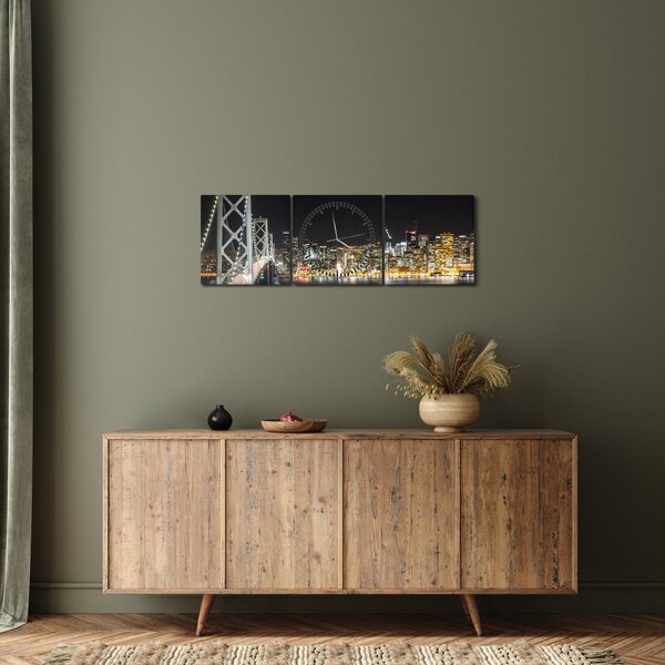 Slika Brooklyn mostova i New Yorka (sa satom) (90x30 cm)