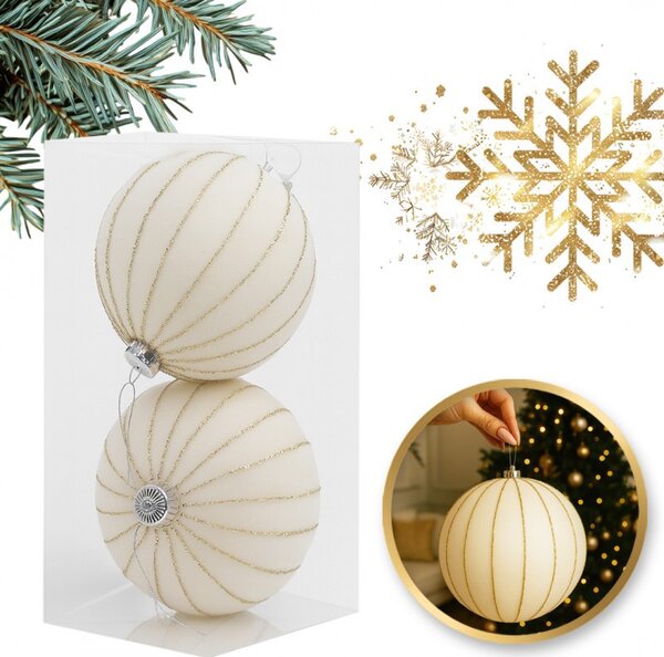 Kuglice za bor – set od 2 kom, od baršuna, 15×15 cm, bijele