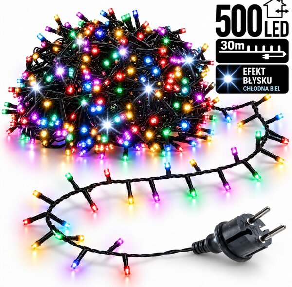 Božićne lampice – 500 LED, 1,2 m, bijele