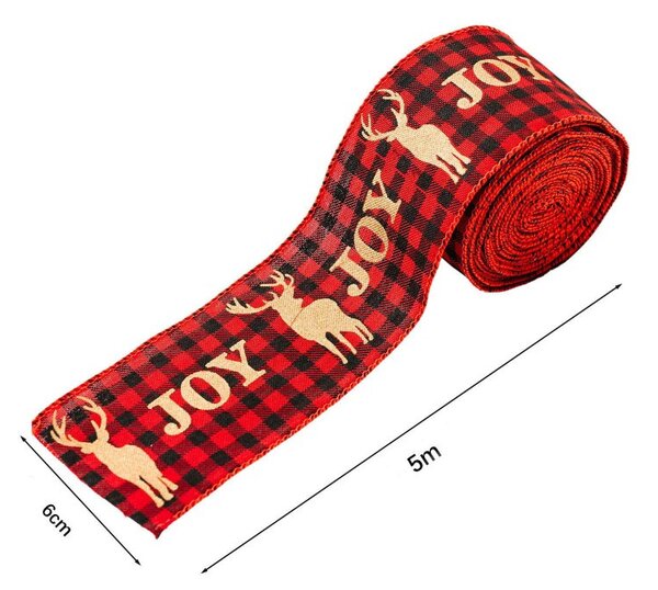 Božićna vrpca, 5 cm, crvena, KSN85