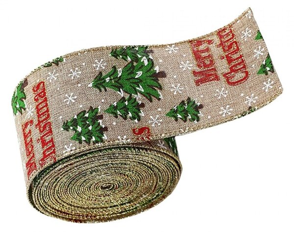 Božićna vrpca, 6,3 cm, bež, KSN140