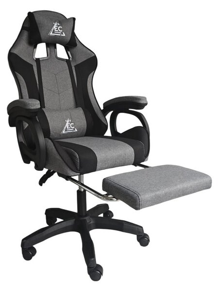 Gaming stolica – s naslonom za noge, 82×29×59 cm, siva