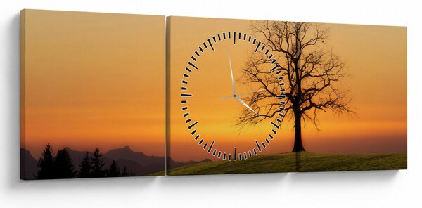 Slika zalaska sunca na livadi (sa satom) (90x30 cm)
