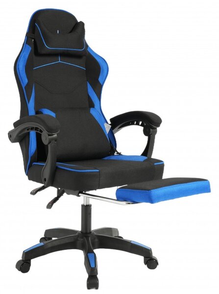Gaming stolica – Vector, s masažerom i naslonom za noge, 80×25×59 cm, plava
