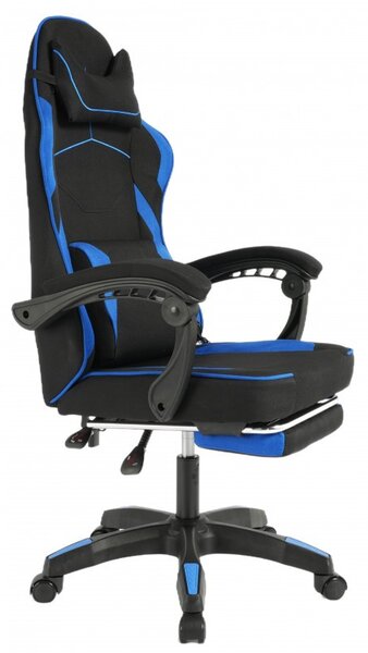 Gaming stolica – Vector, s masažerom i naslonom za noge, 80×25×59 cm, plava