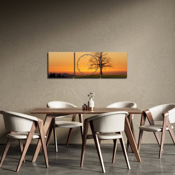 Slika zalaska sunca na livadi (sa satom) (90x30 cm)