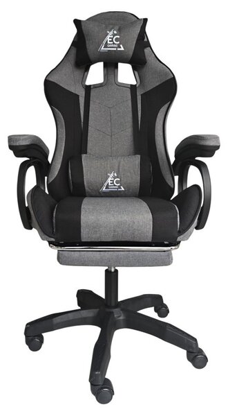 Gaming stolica – s naslonom za noge, 82×29×59 cm, siva