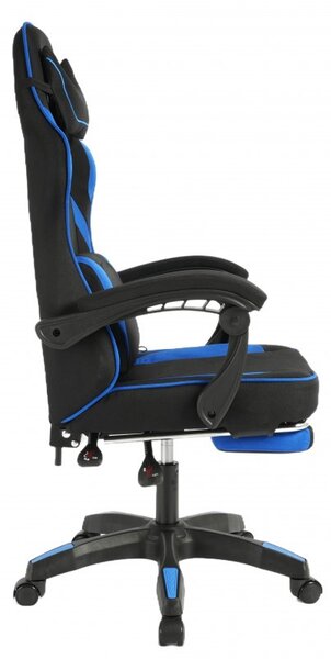 Gaming stolica – Vector, s masažerom i naslonom za noge, 80×25×59 cm, plava
