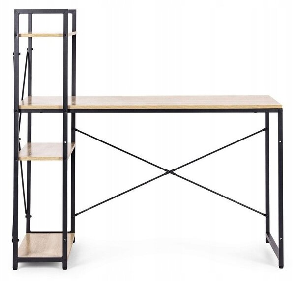 Radni stol – s policom, 120×60 cm, crni, STL24JBR