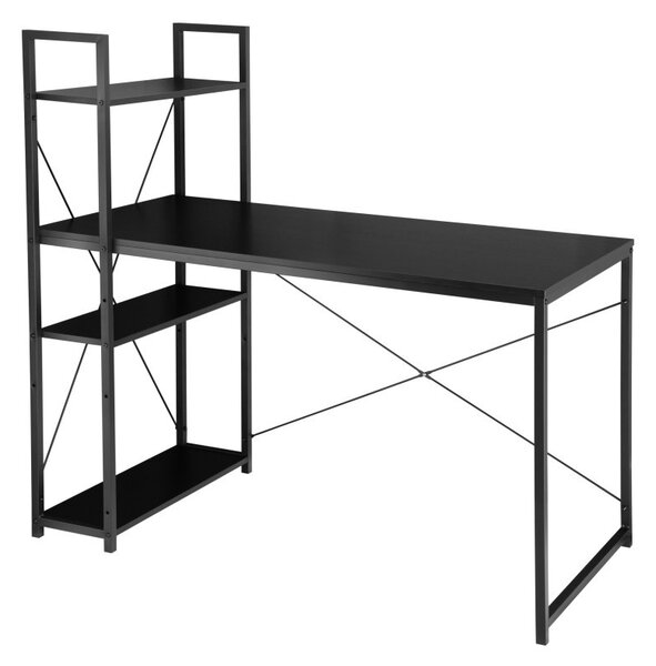 Radni stol – s policom, 120×60 cm, crni