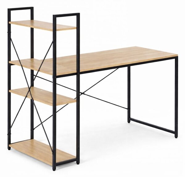 Radni stol – s policom, 120×60 cm, crni, STL24JBR