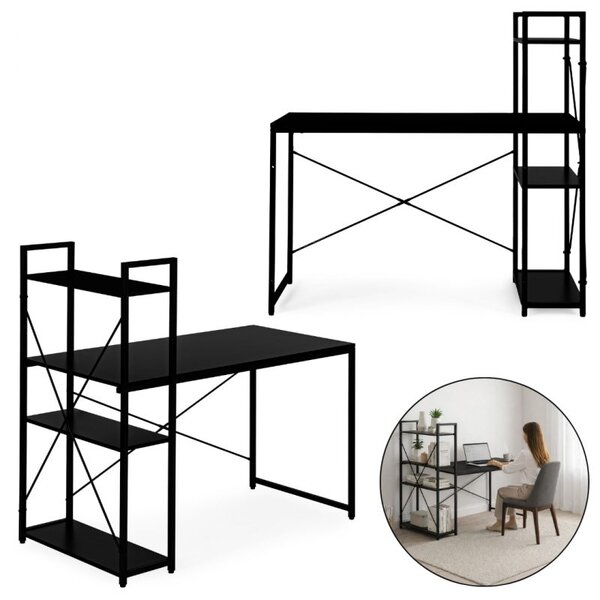 Radni stol – s policom, 120×60 cm, crni