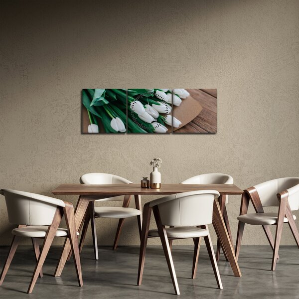 Slika buketa bijelih tulipana (sa satom) (90x30 cm)