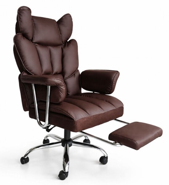 Uredska stolica – Relax, s naslonom za noge, 77×38×65 cm, smeđa
