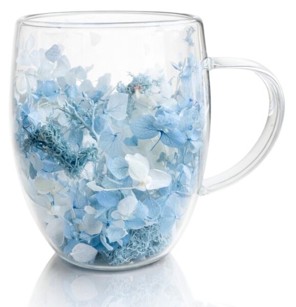 Termo čaša s cvijećem, 11,5 cm, 300 ml, plava