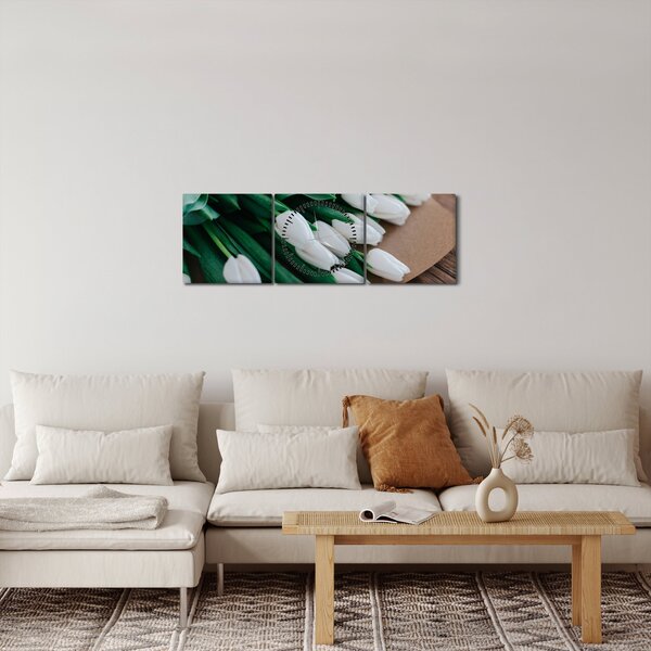 Slika buketa bijelih tulipana (sa satom) (90x30 cm)