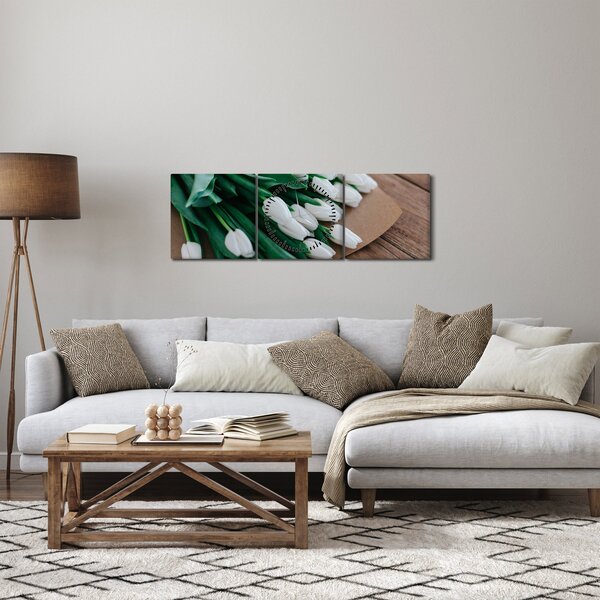 Slika buketa bijelih tulipana (sa satom) (90x30 cm)