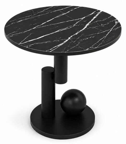 Stolić za kavu – mramor, okrugli, 50 cm, crni