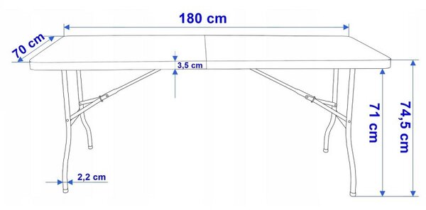 Vrtni stol – sklopivi, 70×180 cm, crni