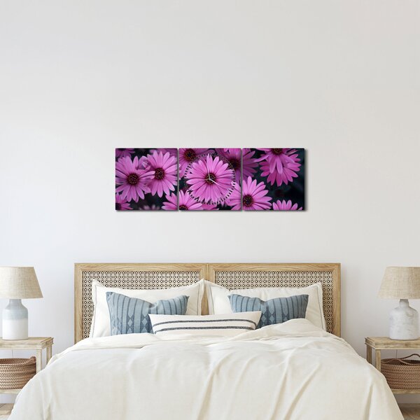 Slika ružičastog cvijeća (sa satom) (90x30 cm)