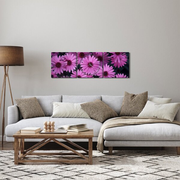 Slika ružičastog cvijeća (sa satom) (90x30 cm)
