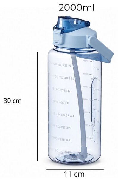 Boca za vodu – s mjerilom, 11 cm, 2000 ml, plava