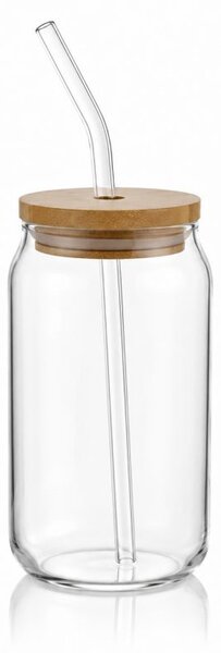 Staklena šalica – s poklopcem i slamkom, 350 ml
