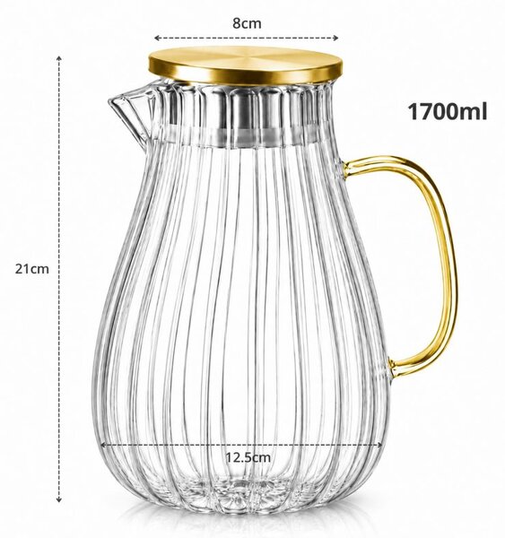 Stakleni vrč – s poklopcem, 1700 ml