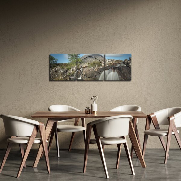 Slika slapova i planina (sa satom) (90x30 cm)