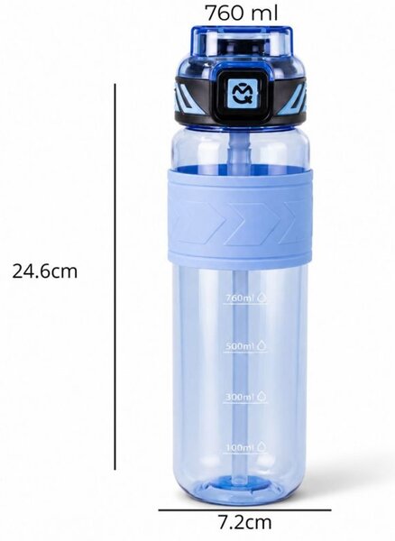 Boca za vodu – s mjerilom, 23 cm, 680 ml, plava