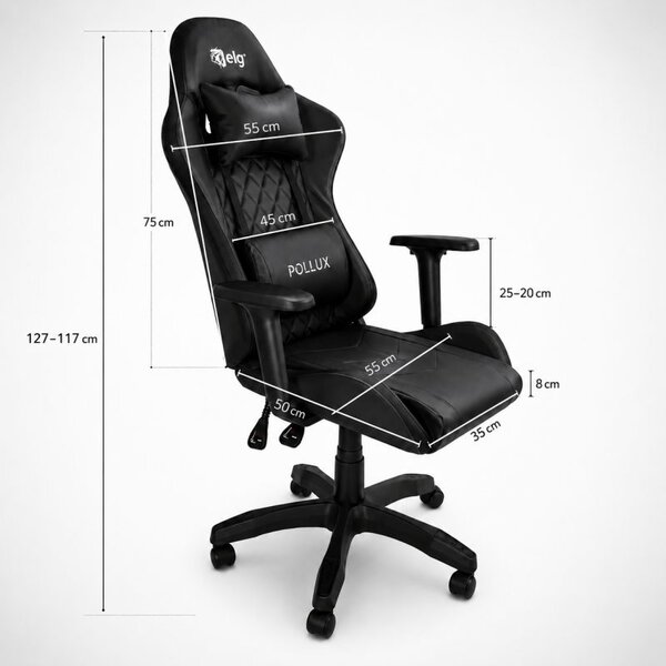 Gaming stolica – LED, 117 cm, crna