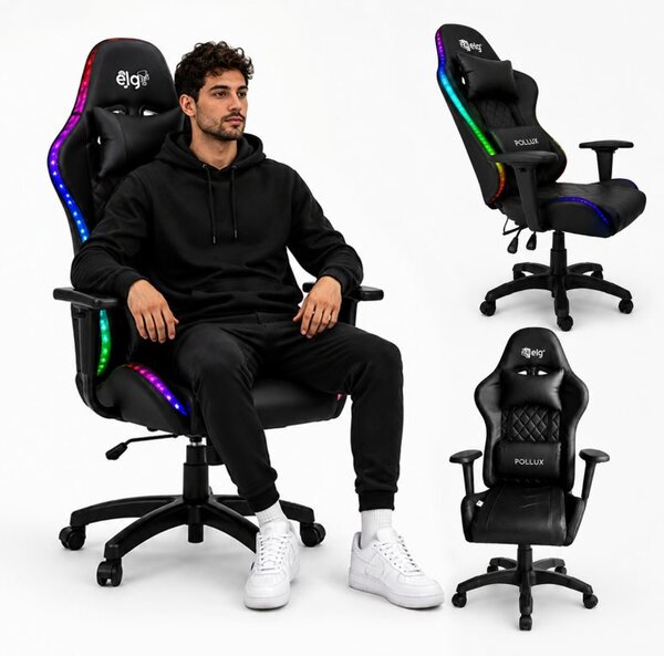 Gaming stolica – LED, 117 cm, crna
