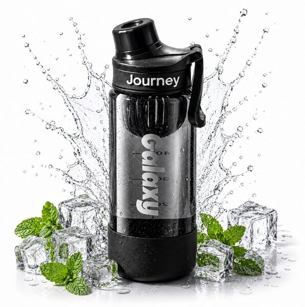 Boca za vodu – s ručkom, s mjerilom, 8 cm, 800 ml, crna