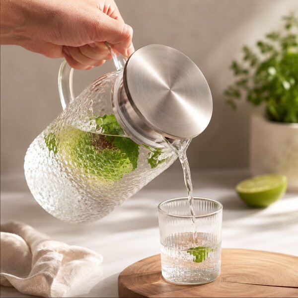 Stakleni vrč – s poklopcem, 20,9 cm, 1000 ml
