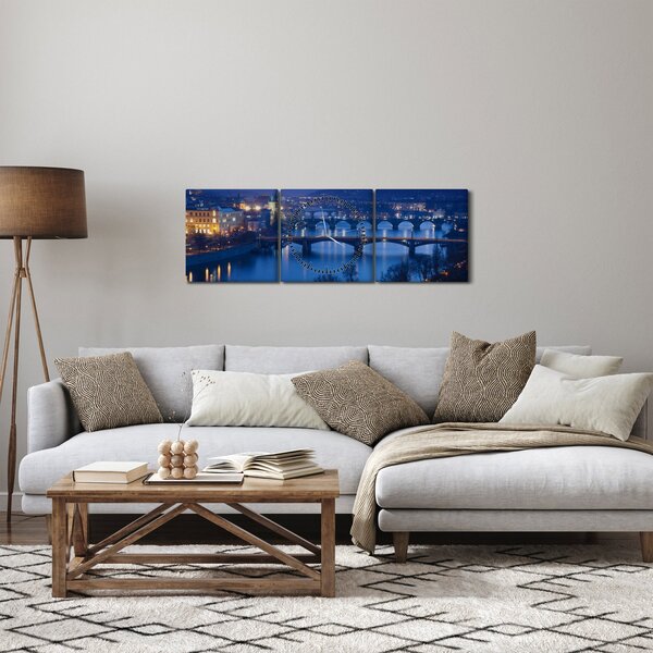 Slika praških mostova (sa satom) (90x30 cm)