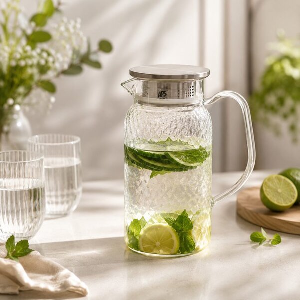 Stakleni vrč – s poklopcem, 20,9 cm, 1000 ml