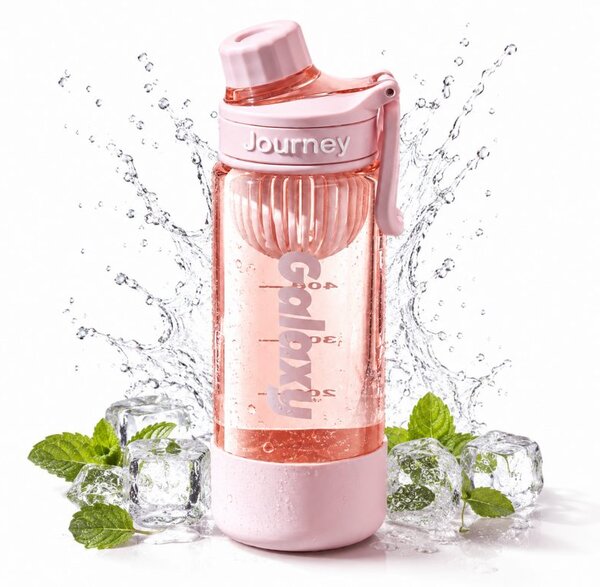 Boca za vodu – s ručkom, s mjerilom, 8 cm, 800 ml, roza