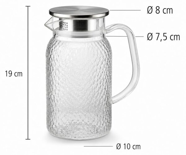 Stakleni vrč – s poklopcem, 20,9 cm, 1000 ml