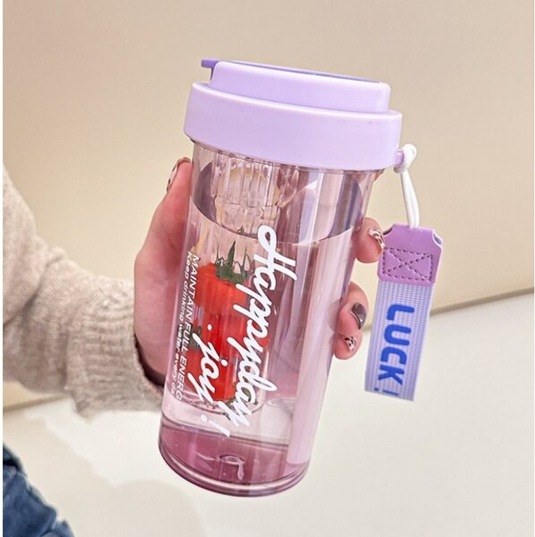 Boca za vodu – sa slamkom, 600 ml, ljubičasta