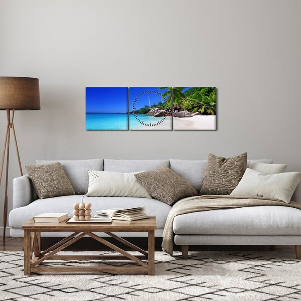 Slika plaže na otoku Praslin (sa satom) (90x30 cm)