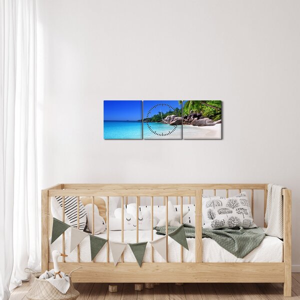 Slika plaže na otoku Praslin (sa satom) (90x30 cm)