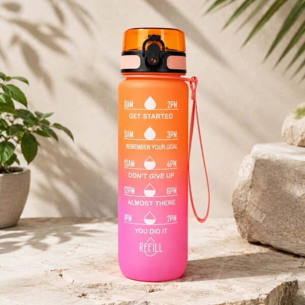 Boca za vodu – s mjerilom, 28 cm, 1000 ml, roza