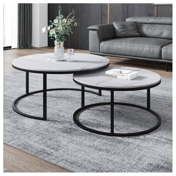 Stolić za kavu – mramor, 2-u-1, 60 i 80 cm, bijeli