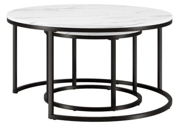 Stolić za kavu – mramor, 2-u-1, 60 i 80 cm, bijeli, STL14BCZ